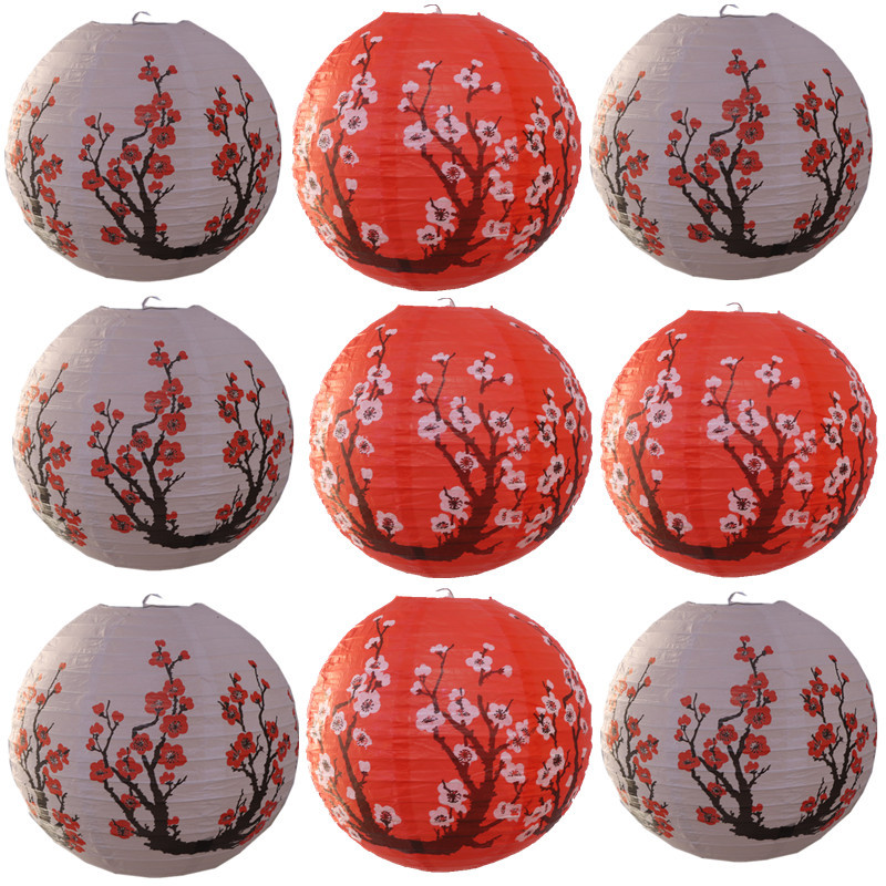 30cm Red/white Plum Blossom Pa - Japanese Lantern Paper 评论和价格