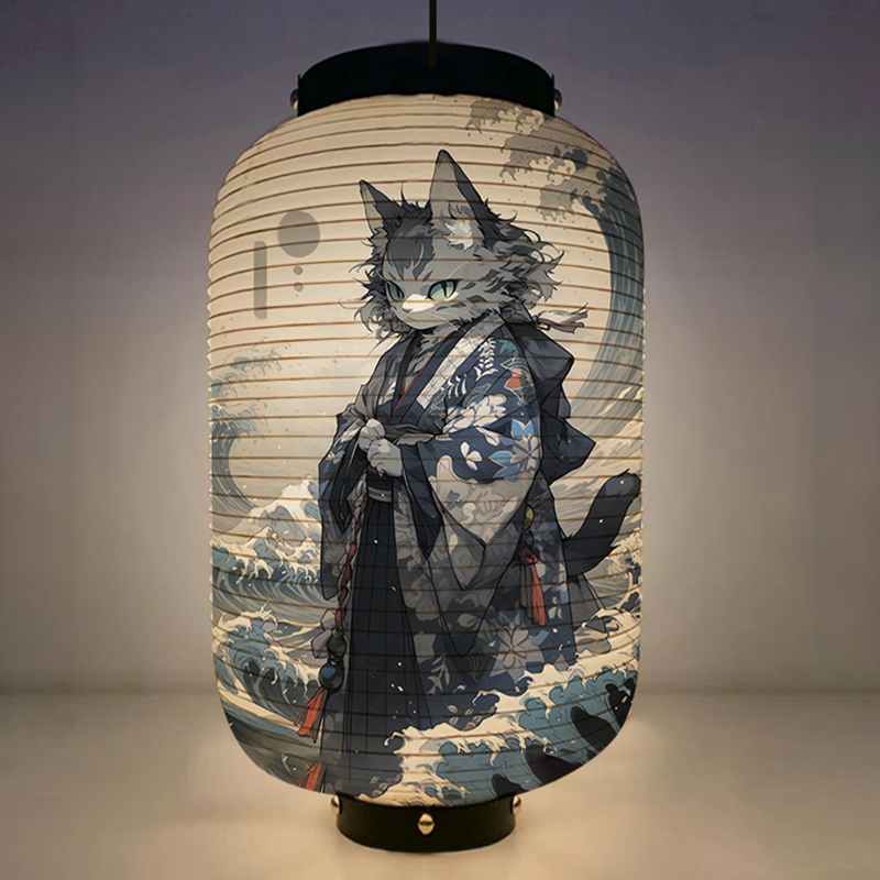 Japanese Kimono Samurai Cat Ar - Japanese Lantern Paper 评论和价格