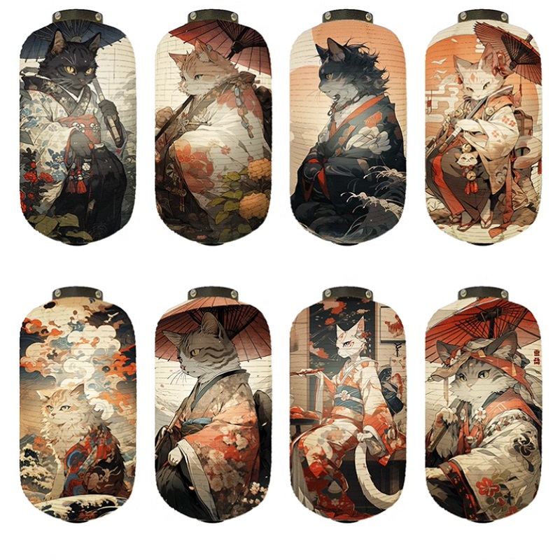 Japanese Kimono Samurai Cat Ar - Japanese Lantern Paper 评论和价格
