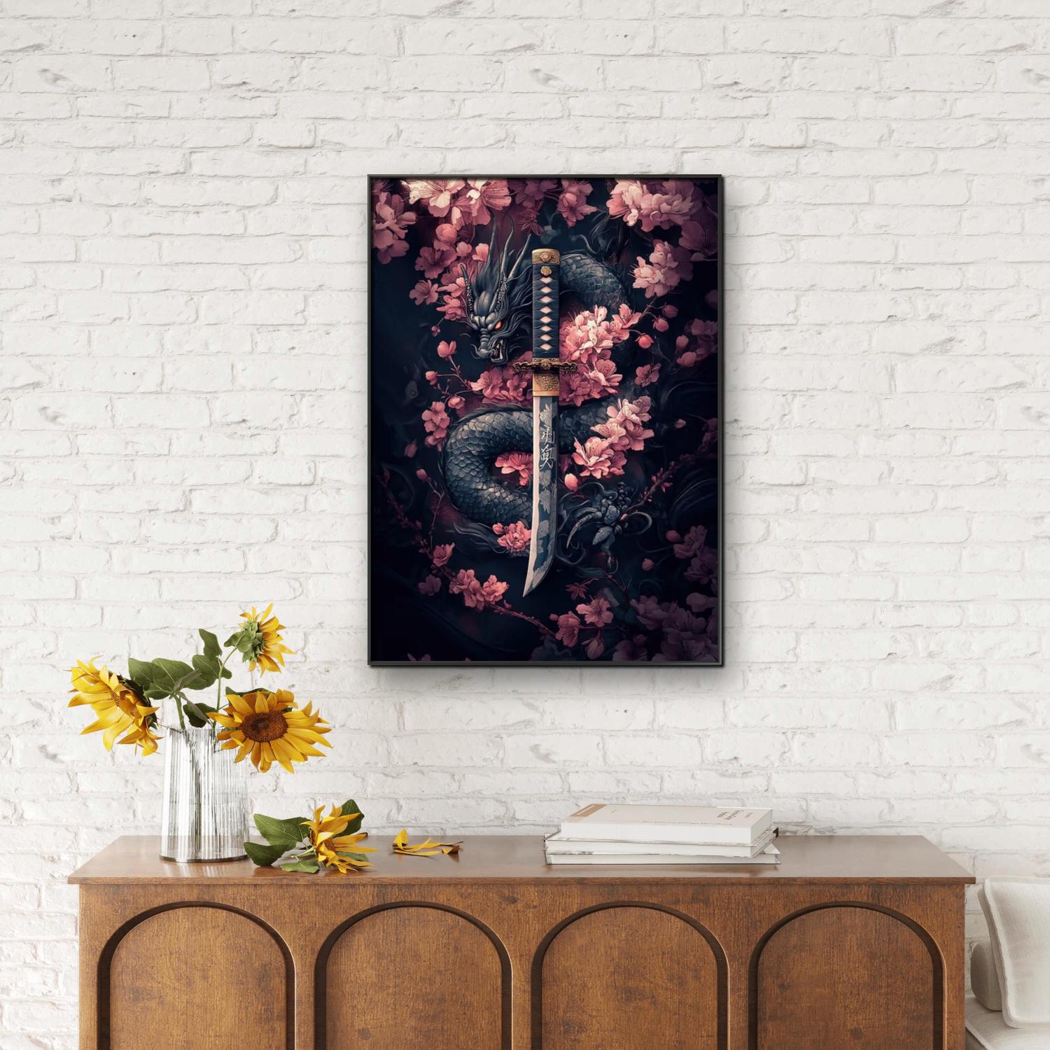 Black Dragon and Samurai Sword - Japanese Lifestyle Gifts 评论和价格